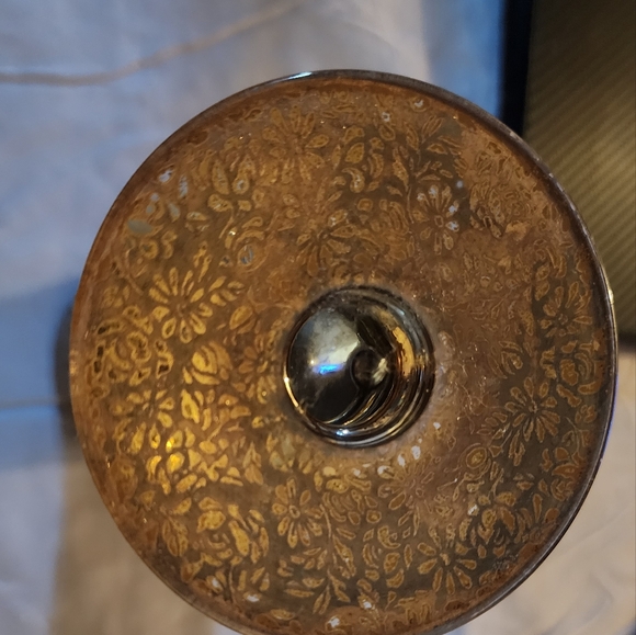 Floral crystal vase gold toned - Picture 2 of 4